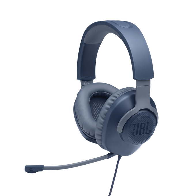 JBL Quantum 100 - Blue - Wired over-ear gaming headset with flip-up mic - Detailshot 1 image number null